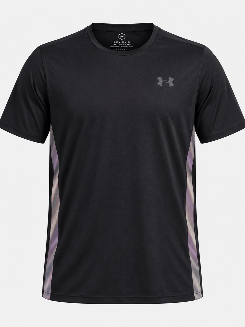 Under Armour UA RUSH Men’s Black Performance Tee Reflective Sides Large